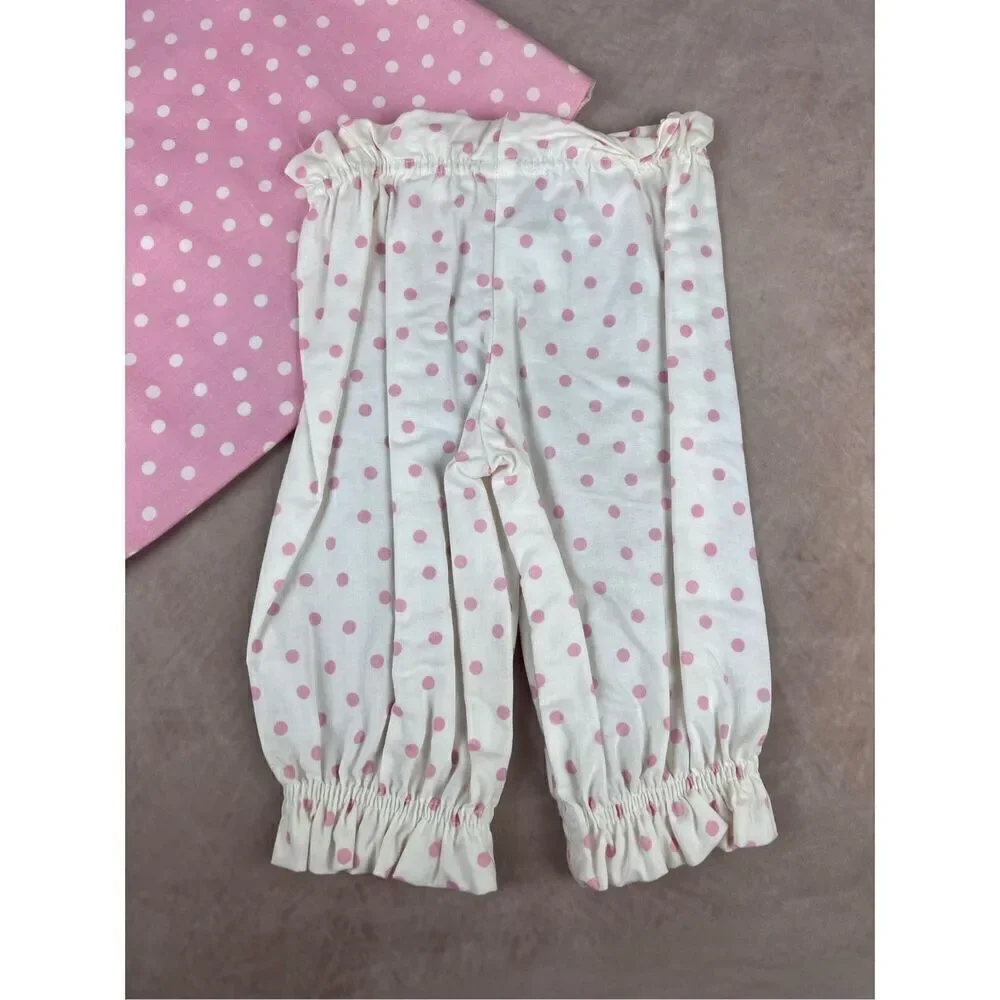 Vintage 90s Girls Pink Polkadot Outfit Set 12 Months